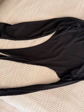 Black Ribbed Long Sleeve Bodysuit